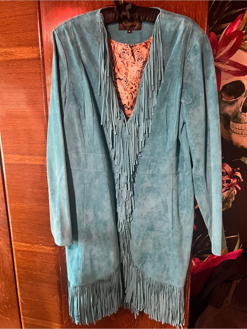 Scully Teal Suede Fringe Jacket